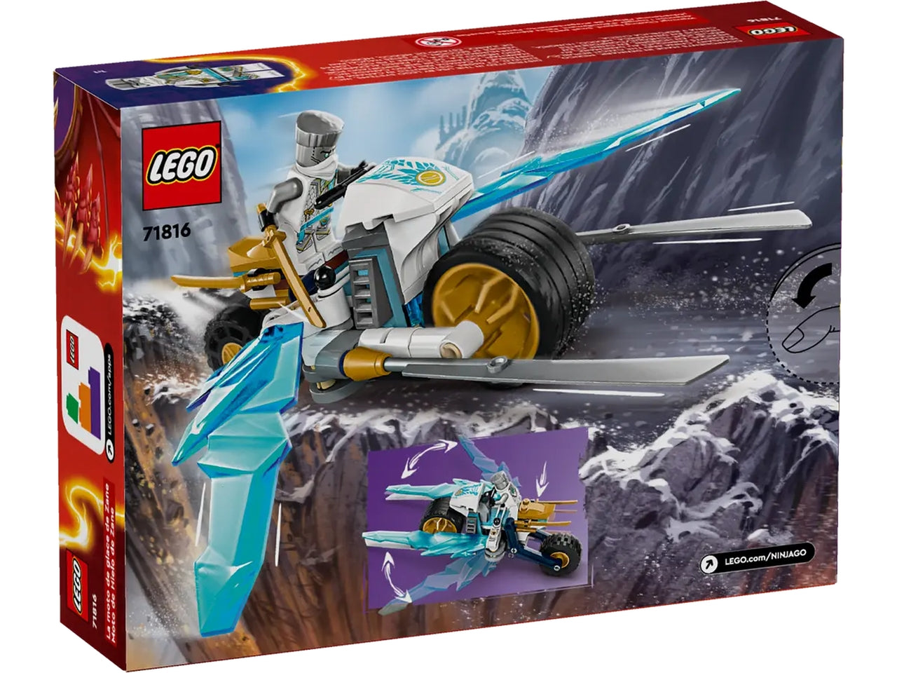 Lego Ninjago Moto di ghiaccio di Zane, set di costruzioni in scatola da 84 pezzi, 7+ anni 71816