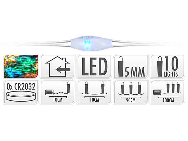 Catena filo argentato 10led multicolor batteria ax9719500