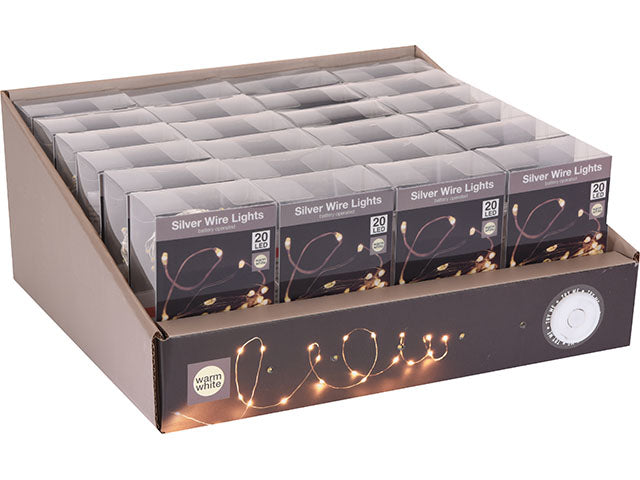 Catena filo argentato 20 microled bianco caldo batteria .ax9719600