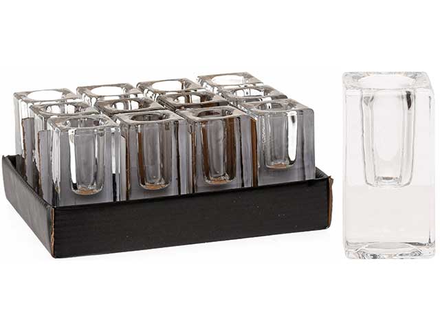 Porta candela in vetro trasparente misura 8cm