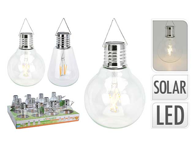 Lampadina solare da giardino in vetro a LED bianco caldo, illuminazione fissa, autonomia 6 ore - 11x16 cm - Koopman