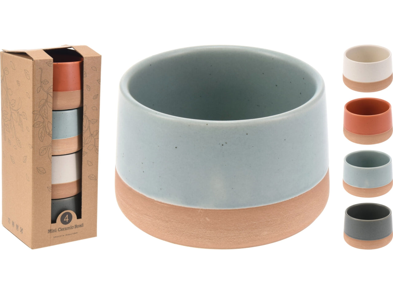 Ciotole in ceramica misura 9x5cm colori assortiti la confezione comprende 4 ciotole