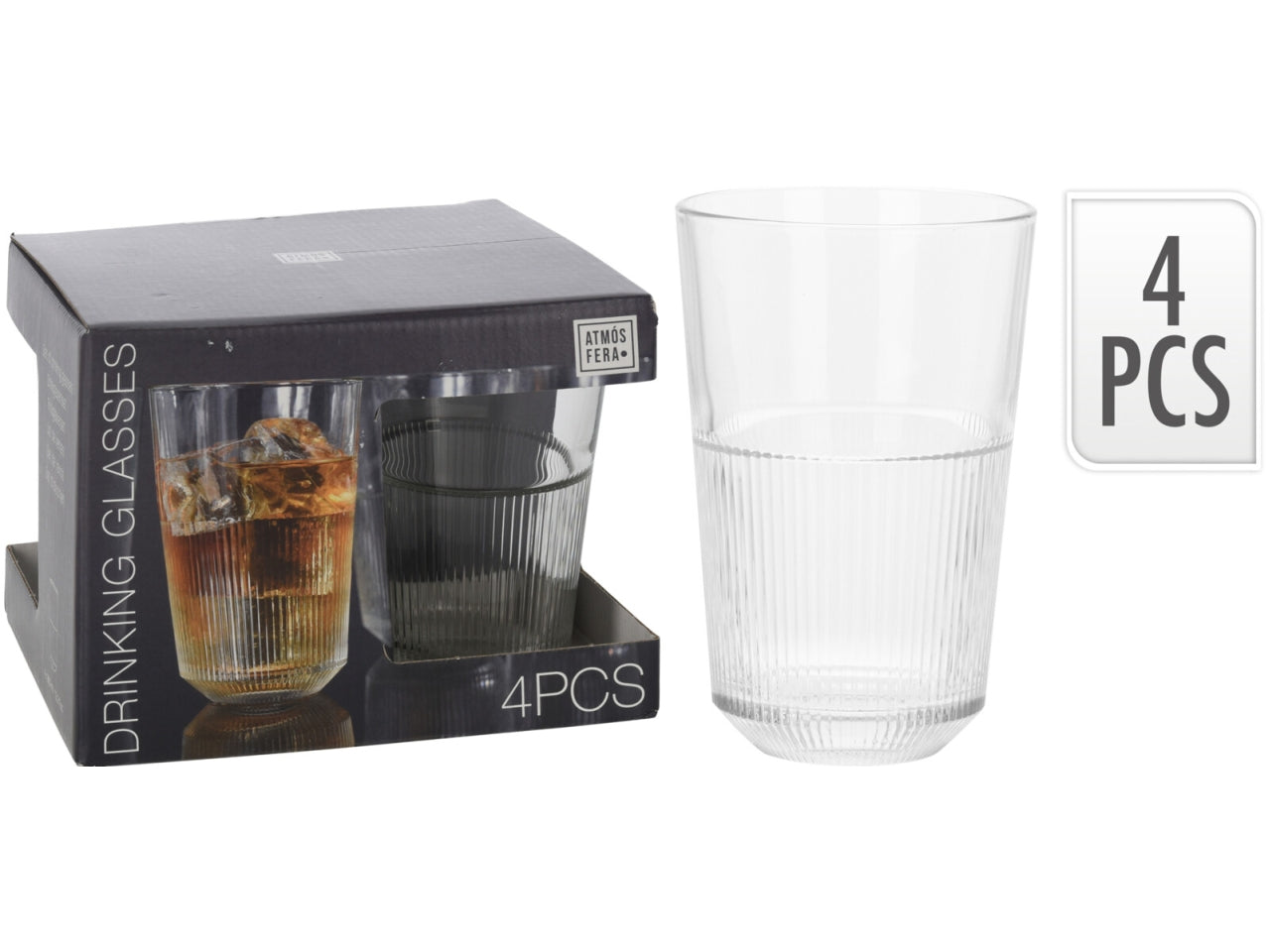 Bicchieri in vetro capacita' 360ml misura 8x13cm la confezione comprende 4 bicchieri