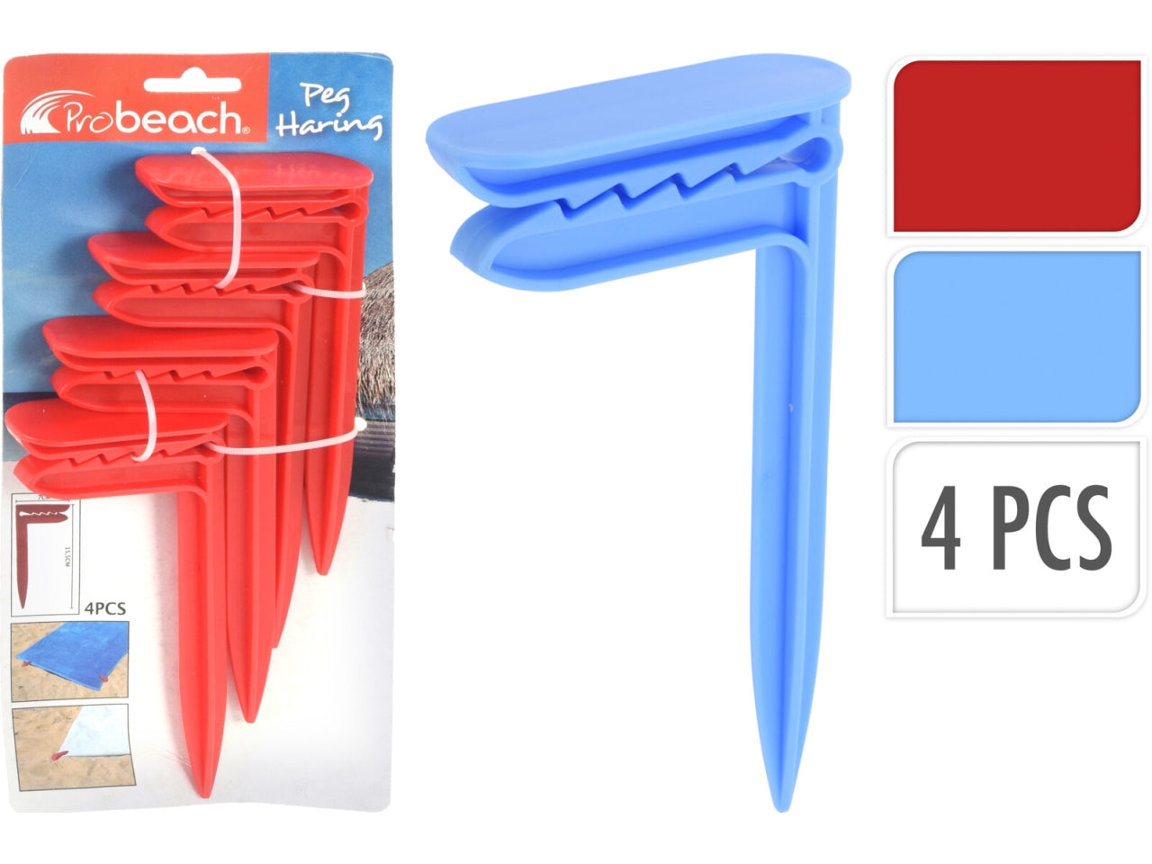 Set 4 picchetti ferma ombrellone 15cm 2 assortiti