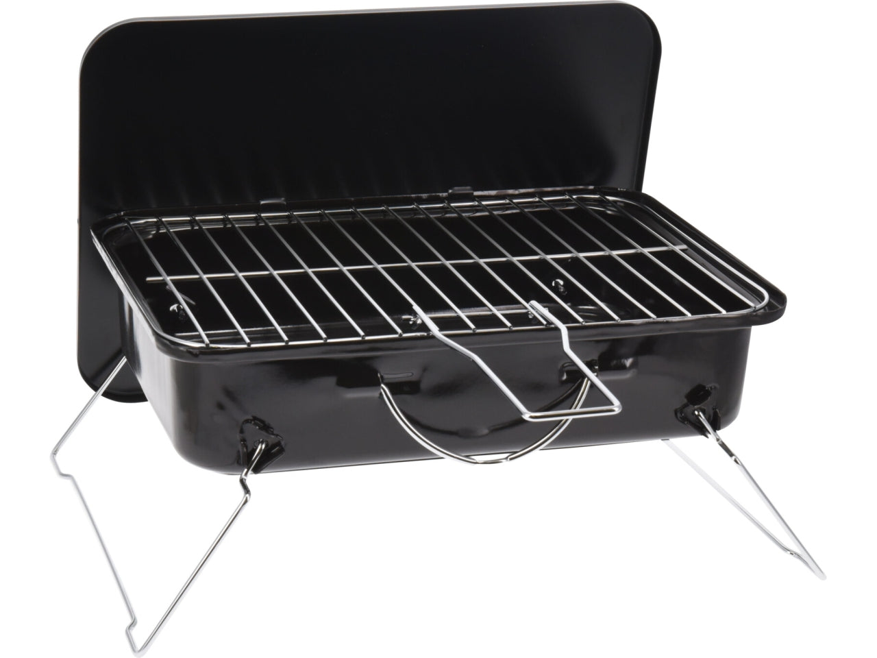 Mini Barbecue a carbonella portatile da Tavolo in Acciaio Nero, con Coperchio - Ideale per Picnic e Viaggi - 35x25x15 cm