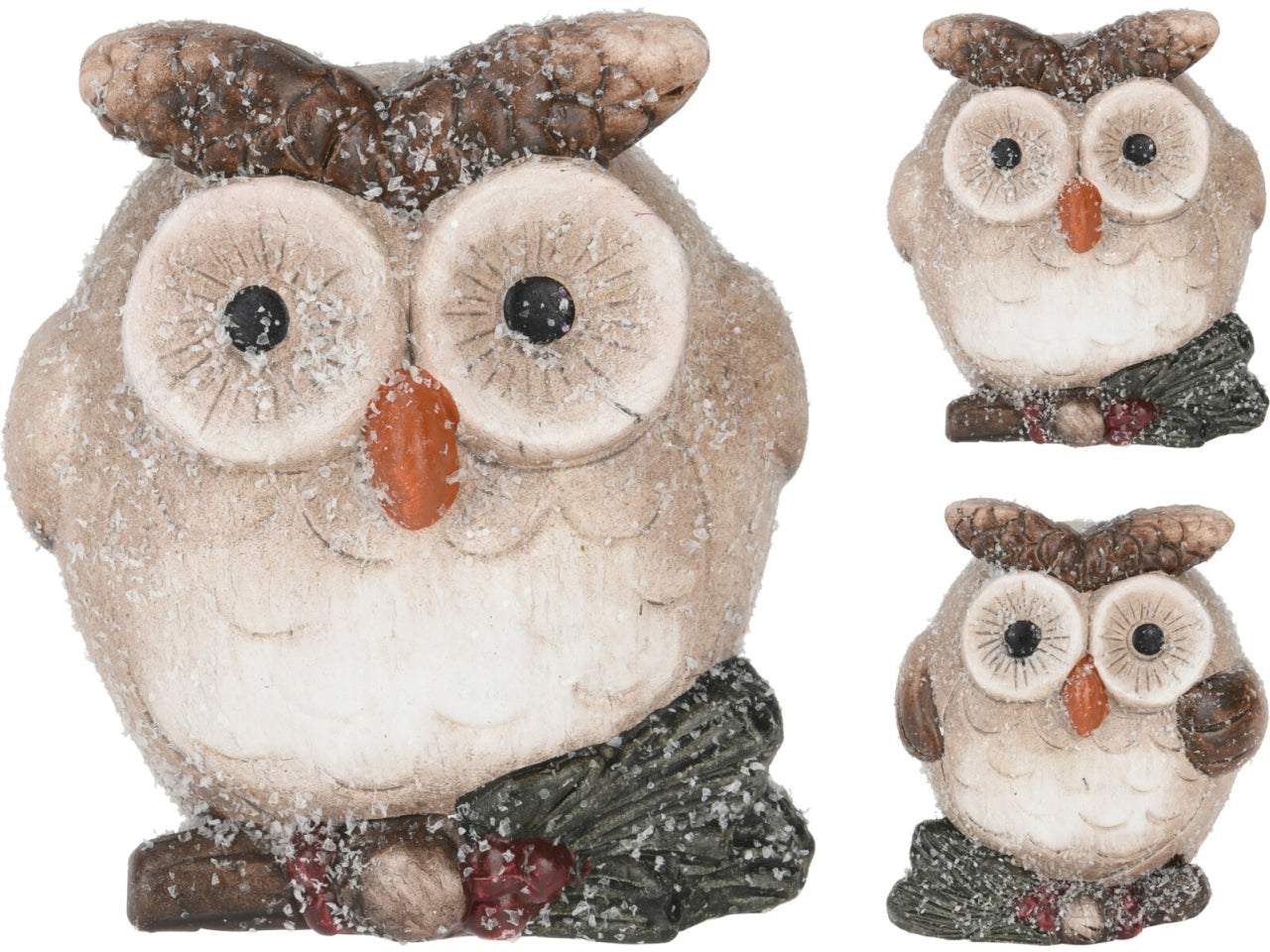 Gufo in terracotta glitterato 10cm in 2 assortimenti