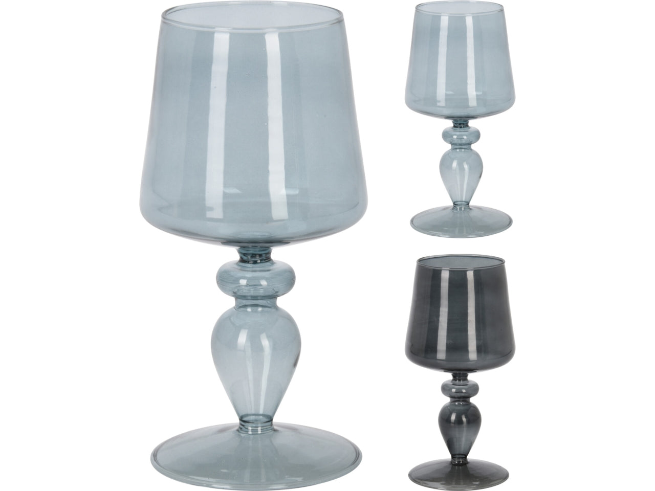 Lampada a calice per candele in vetro nero e grigio fumÃ¨ 11x21 cm - Koopman