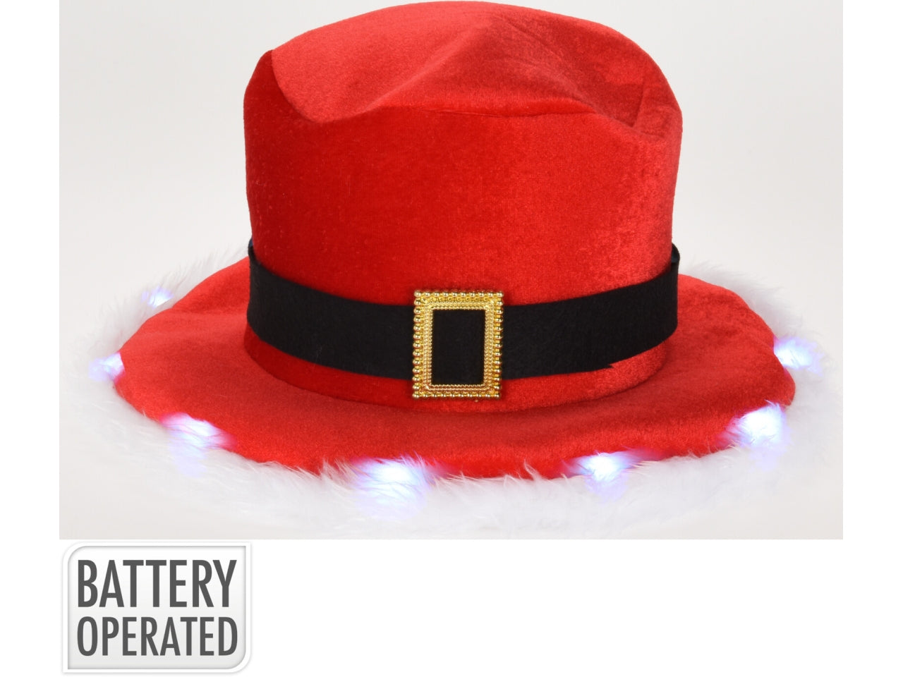 Cappello natalizio cilindro con 10 led