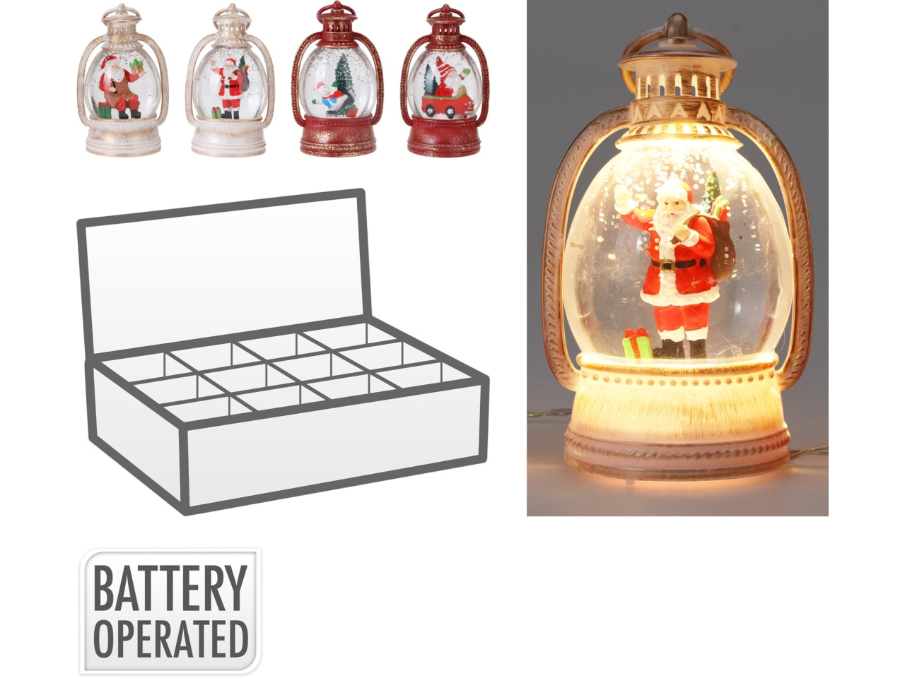 Lanterna decorativa natalizia 13cm con led in 4 assortimenti