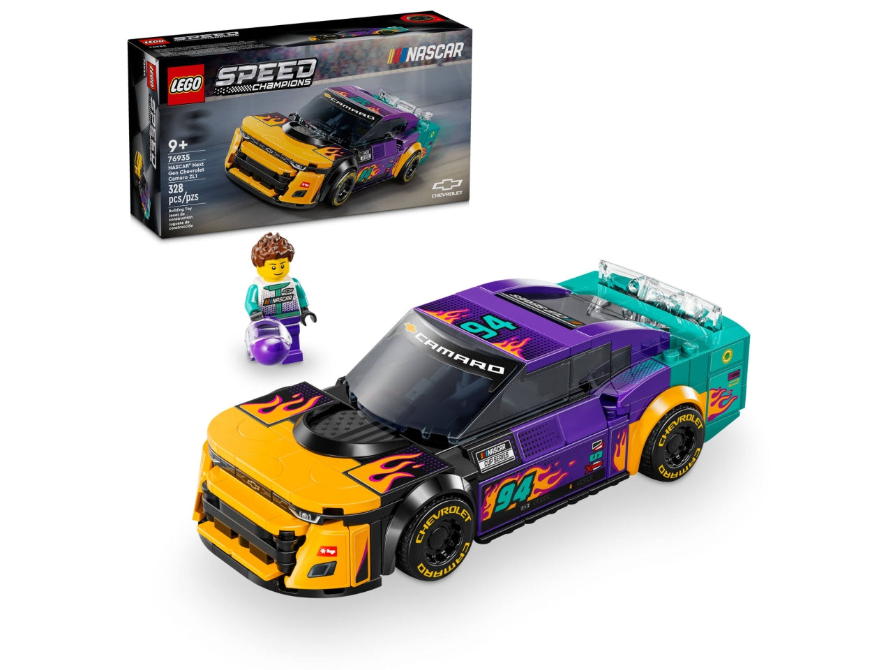 LEGO Speed Champions - Auto giocattolo NASCAR per bambini: auto da corsa NASCAR Next Gen Chevrolet Camaro ZL1 per i bambini e le bambine dai 9 anni in su e per i fan di NASCAR 76935