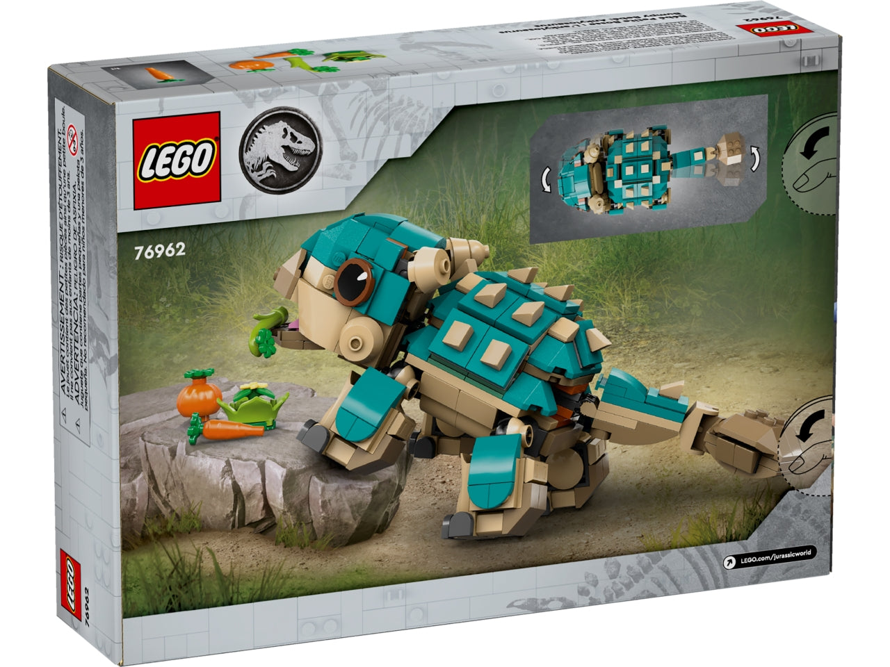 LEGO Jurassic World - Anchilosauro giocattolo: ispira la passione per le avventure legate ai dinosauri nei bambini dai 7 anni in su con il set Baby Bumpy 76962