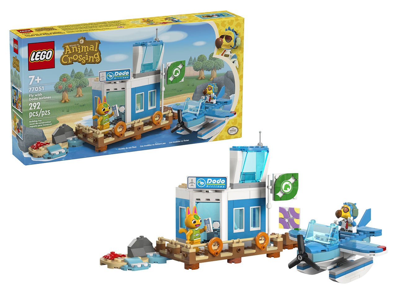 LEGO Animal Crossing - Set giocattolo con aeroporto costruibile: il playset In volo con la Dodo Airlines, dotato di torre di controllo e modello di molo, per bambini dai 7 anni in su con scene del videogioco Animal Crossing 77051