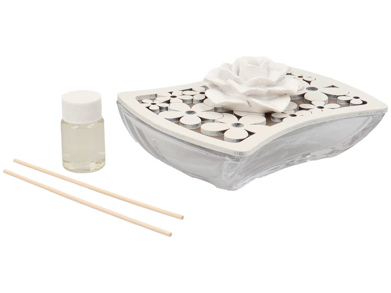 Profumatore crist. margherita con rosa colore fango