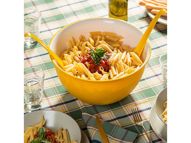 Ciotola bicolore in polipropilene giallo e bianco moderno da 6,5 lt, diametro 32,5 cm, made in italy - Omada