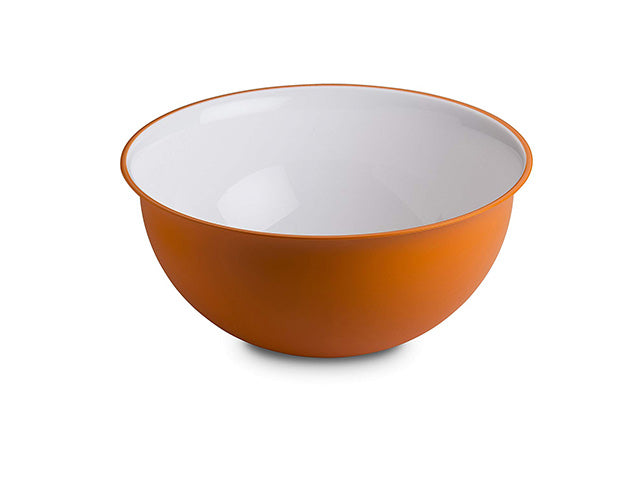 Ciotola bicolore in polipropilene arancione e bianco moderno da 6,5 lt, diametro 32,5 cm, made in italy - Omada