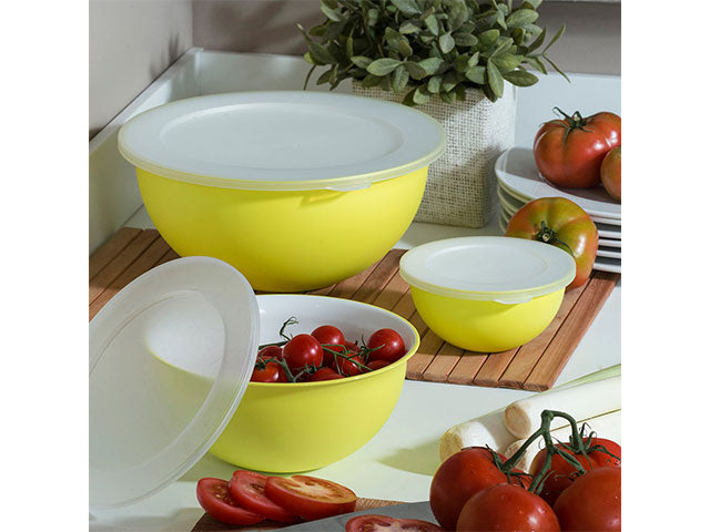 Ciotola 3 pezzi c/coperchio gialla d14-20-26cm s2060gl