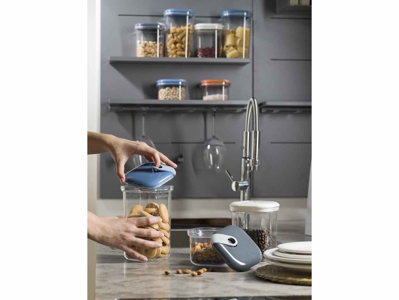 Omada barattolo pull box 3 pezziblu m6933ba