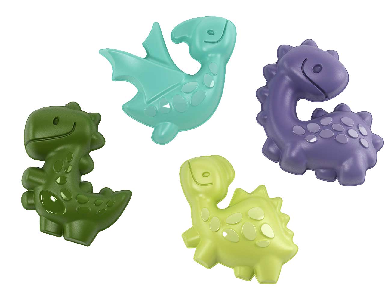 Formine sabbia a tema dinosauri in plastica colori assortiti set da 4 - 16 cm - Adriatic