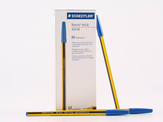 Penna a sfera staedtler con fusto esagonale blu 0,35 mm
