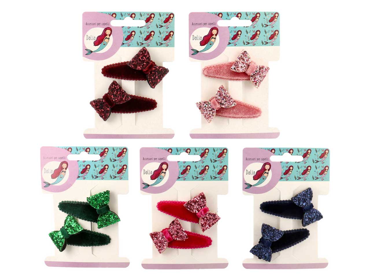 Clic clac 5cm ricoperto con fiocco glitter in poliestere, metallo senza nichel