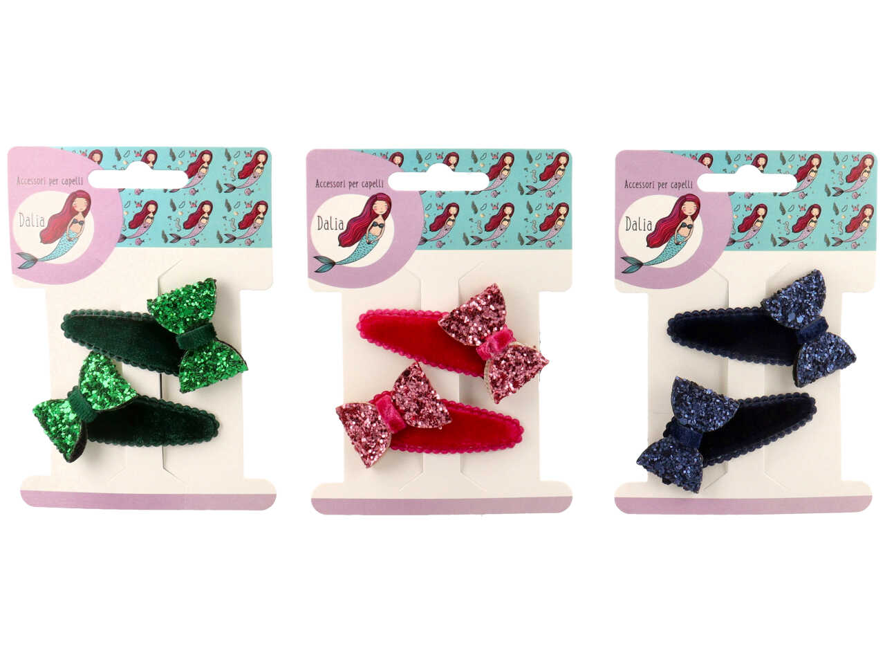 Clic clac 5cm ricoperto con fiocco glitter in poliestere, metallo senza nichel