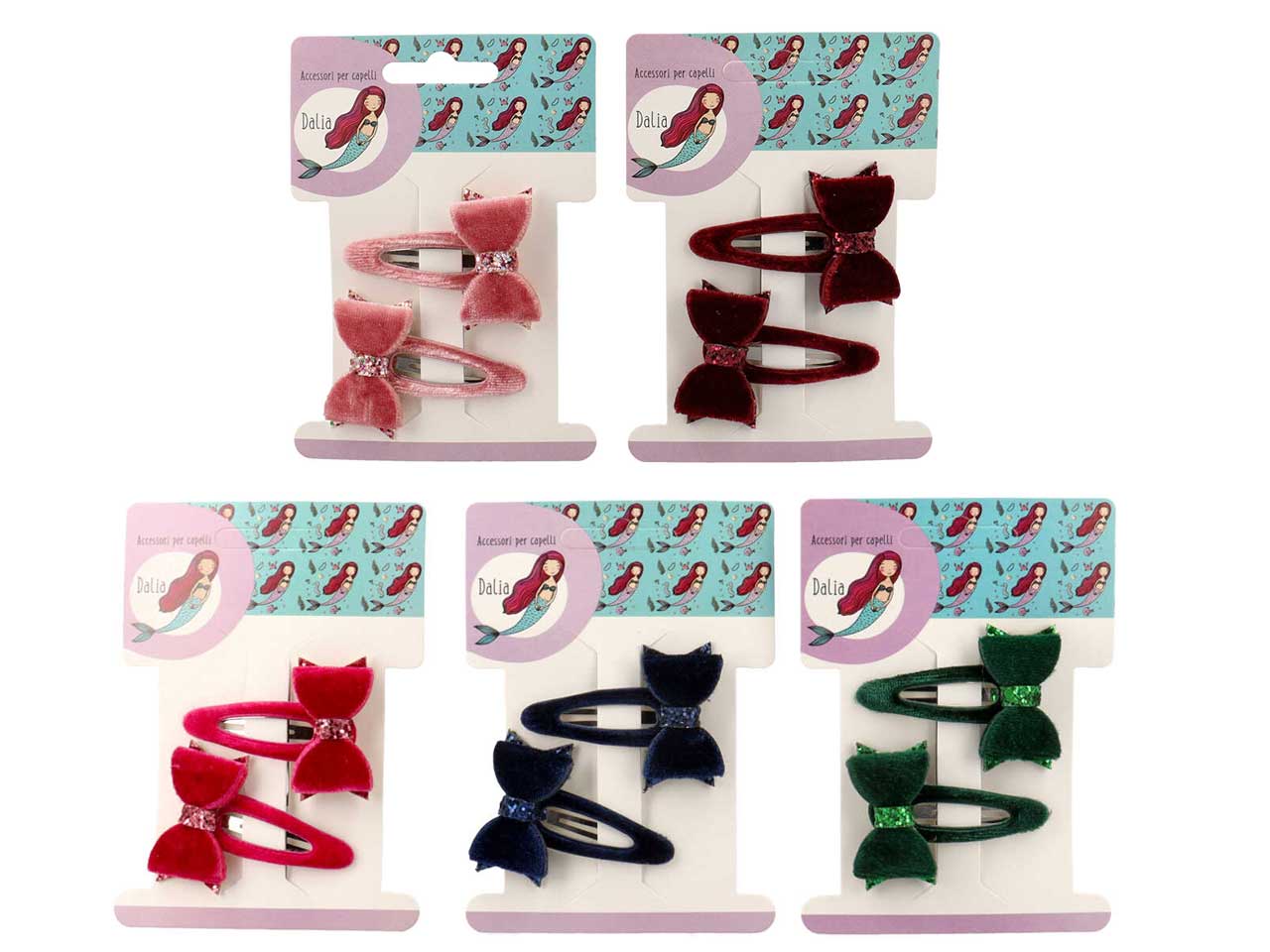 Clic clac 5cm ricoperto con fiocco glitter in poliestere, metallo senza nichel