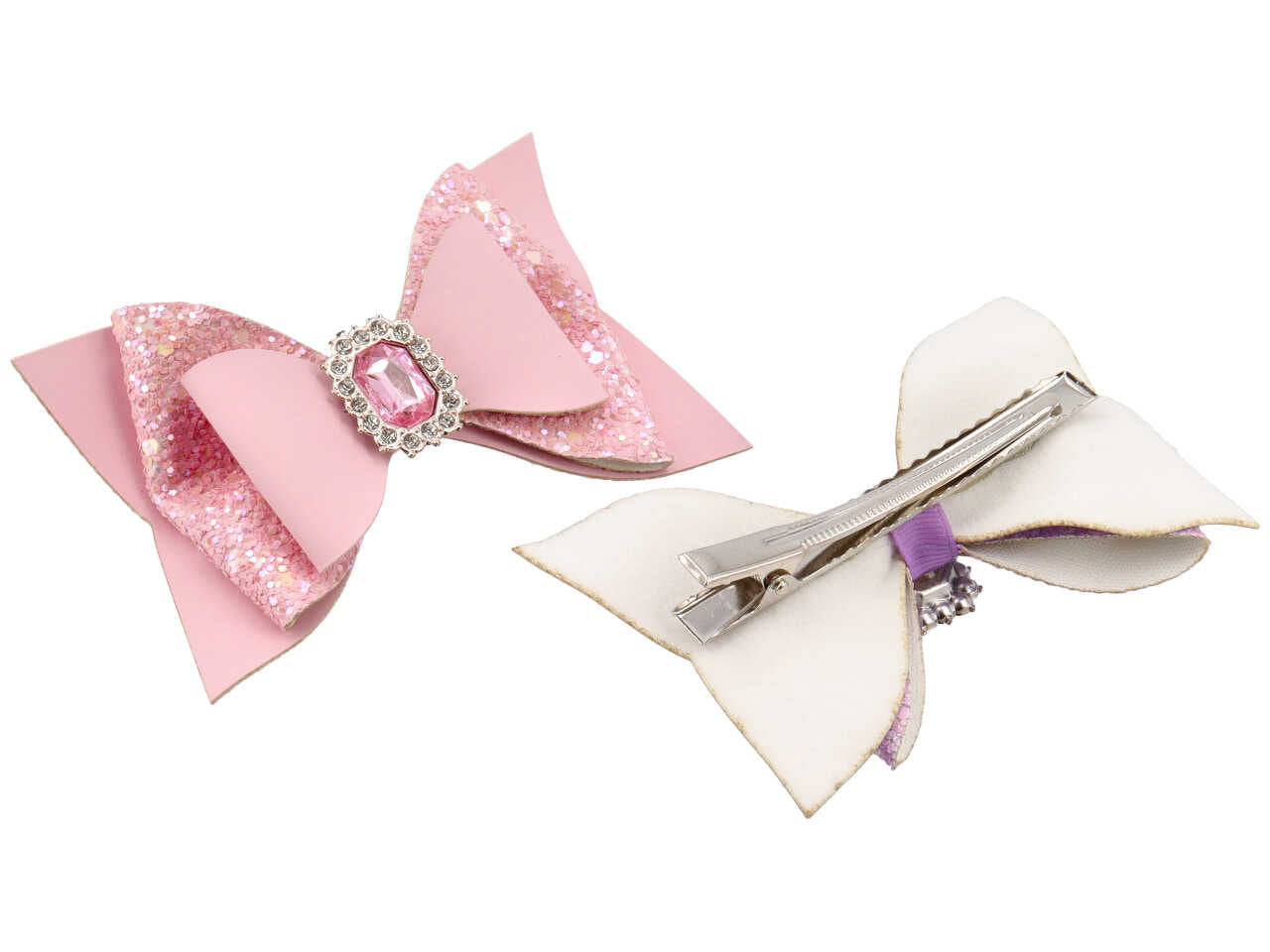 Becco con fiocco glitterato, pietra e strass  in poliestere, metallo senza nichel