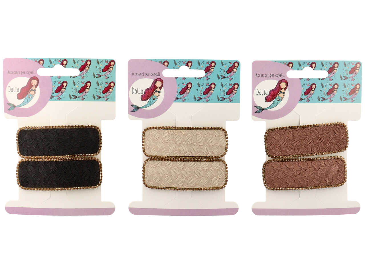 Clic clac con disegno in rilievo e bordo con strass  in poliestere, metallo senza nichel