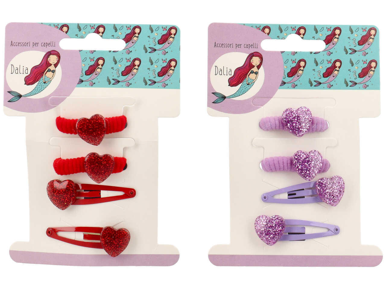 Clic clac e polsino con cuore glitterato in poliestere, metallo senza nichel