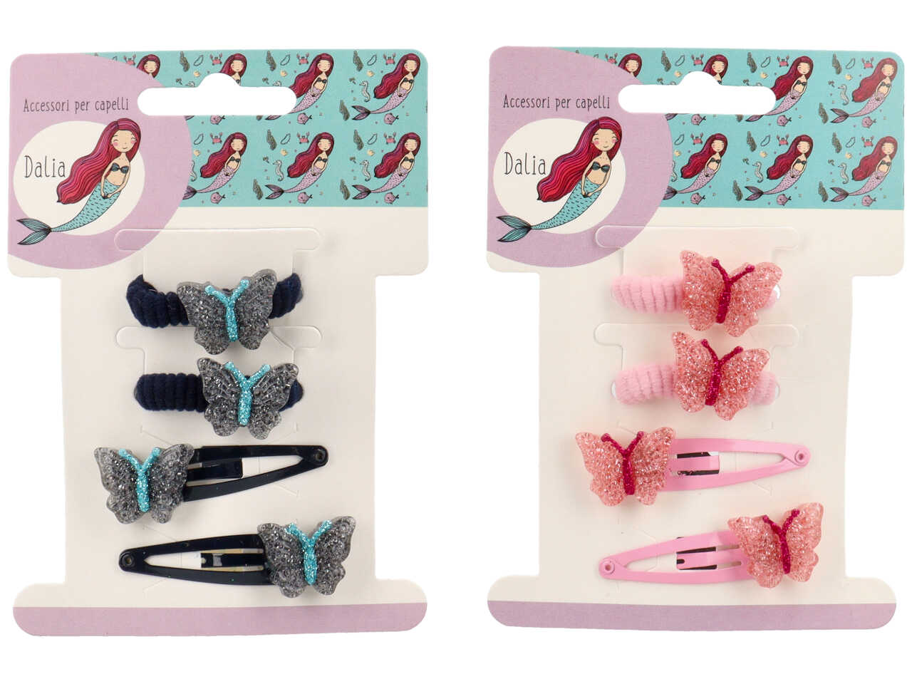 Clic clac e polsino con fiocco glitterato in poliestere, metallo senza nichel