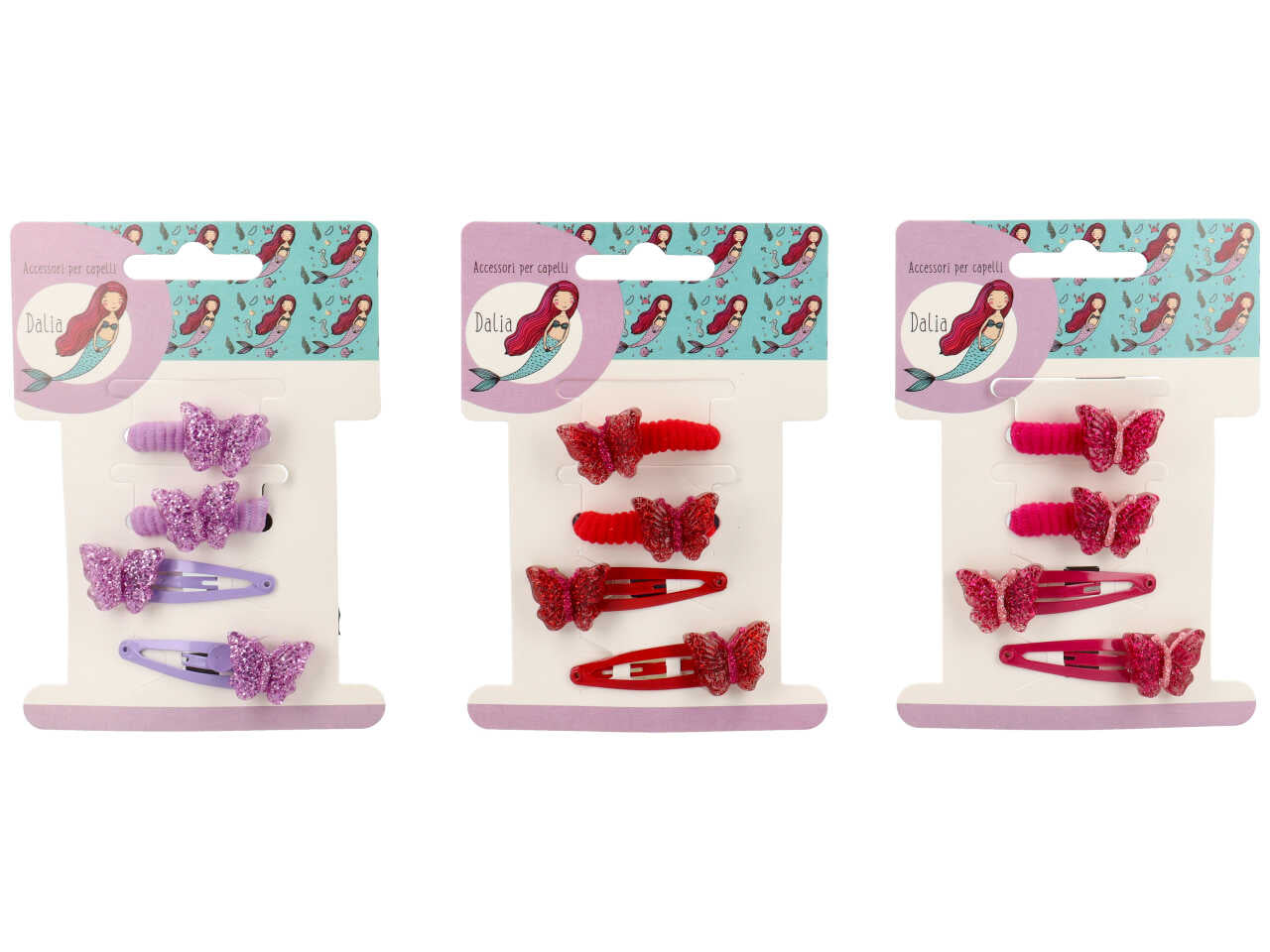 Clic clac e polsino con fiocco glitterato in poliestere, metallo senza nichel