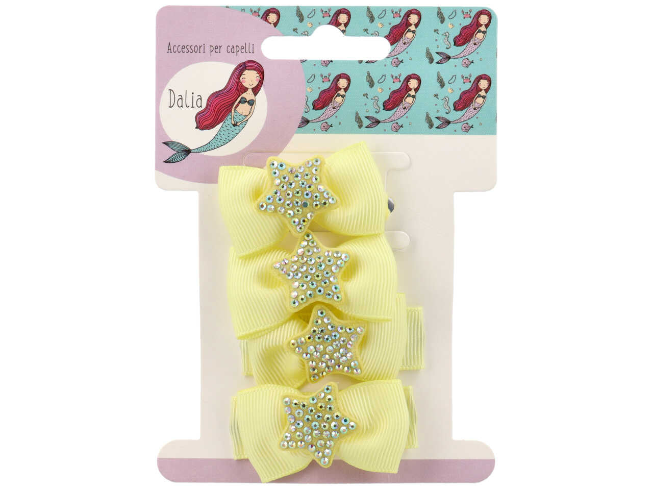 Set 2 clic clac e 2 polsini con stella strass poliestere, metallo senza nichel