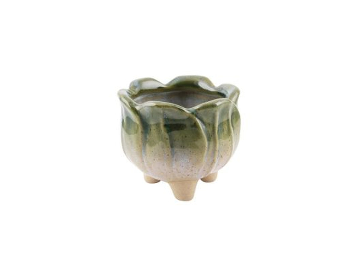 Vaso piccolo ceramica con piedini verde h.71xd.82 $