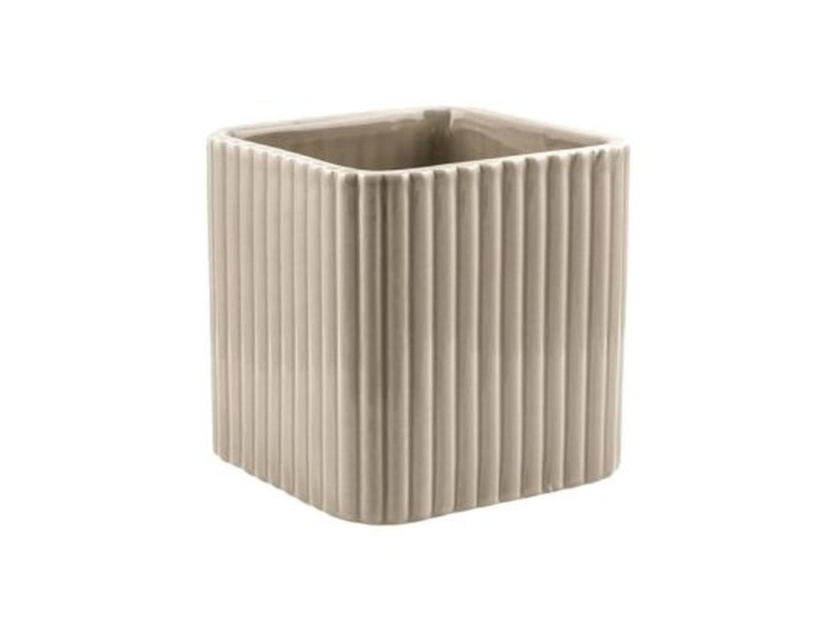 Cubo rigato ceramica tortora h.70x68x68