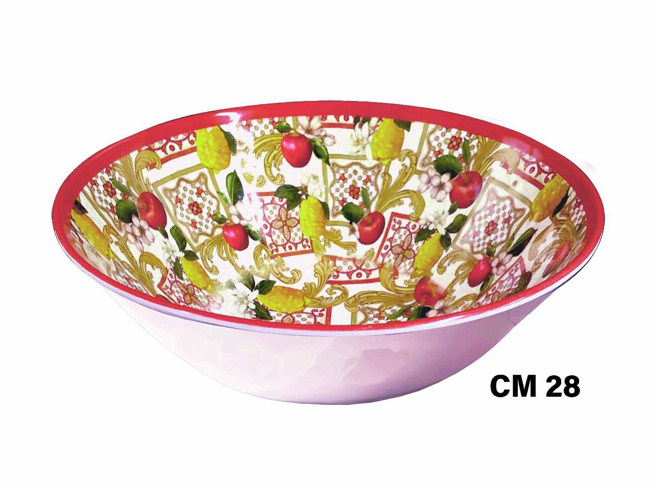 Insalatiera in melamina 28xh9cm decorazione maiolica
