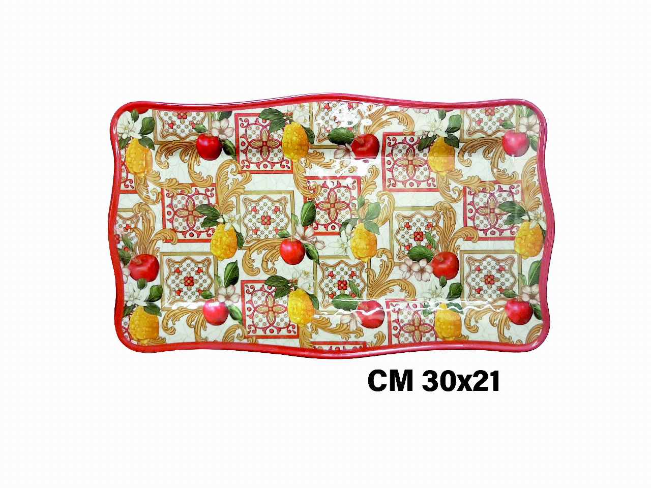 Vassoio rettangolare in melamina 30x21cm decorazione maiolica