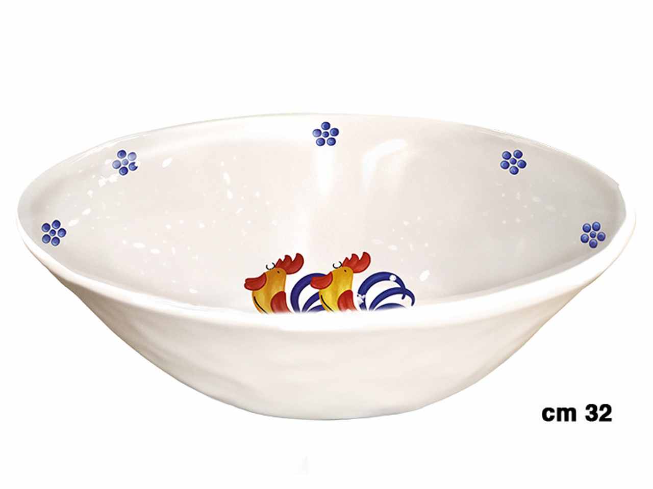 Insalatiera in melamina 32xh.11cm con decorazione galli