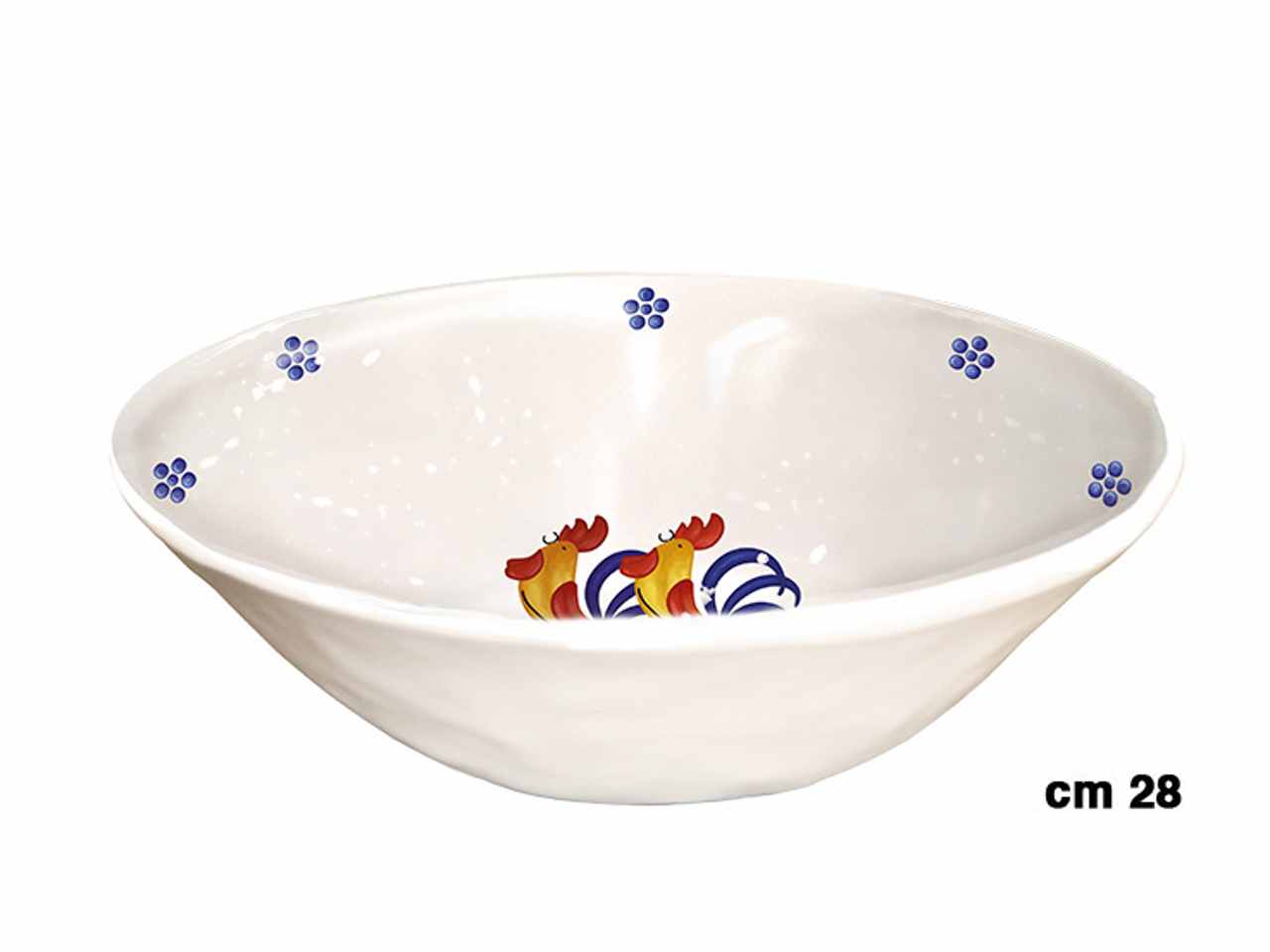 Insalatiera in melamina 28xh.9cm con decorazione galli