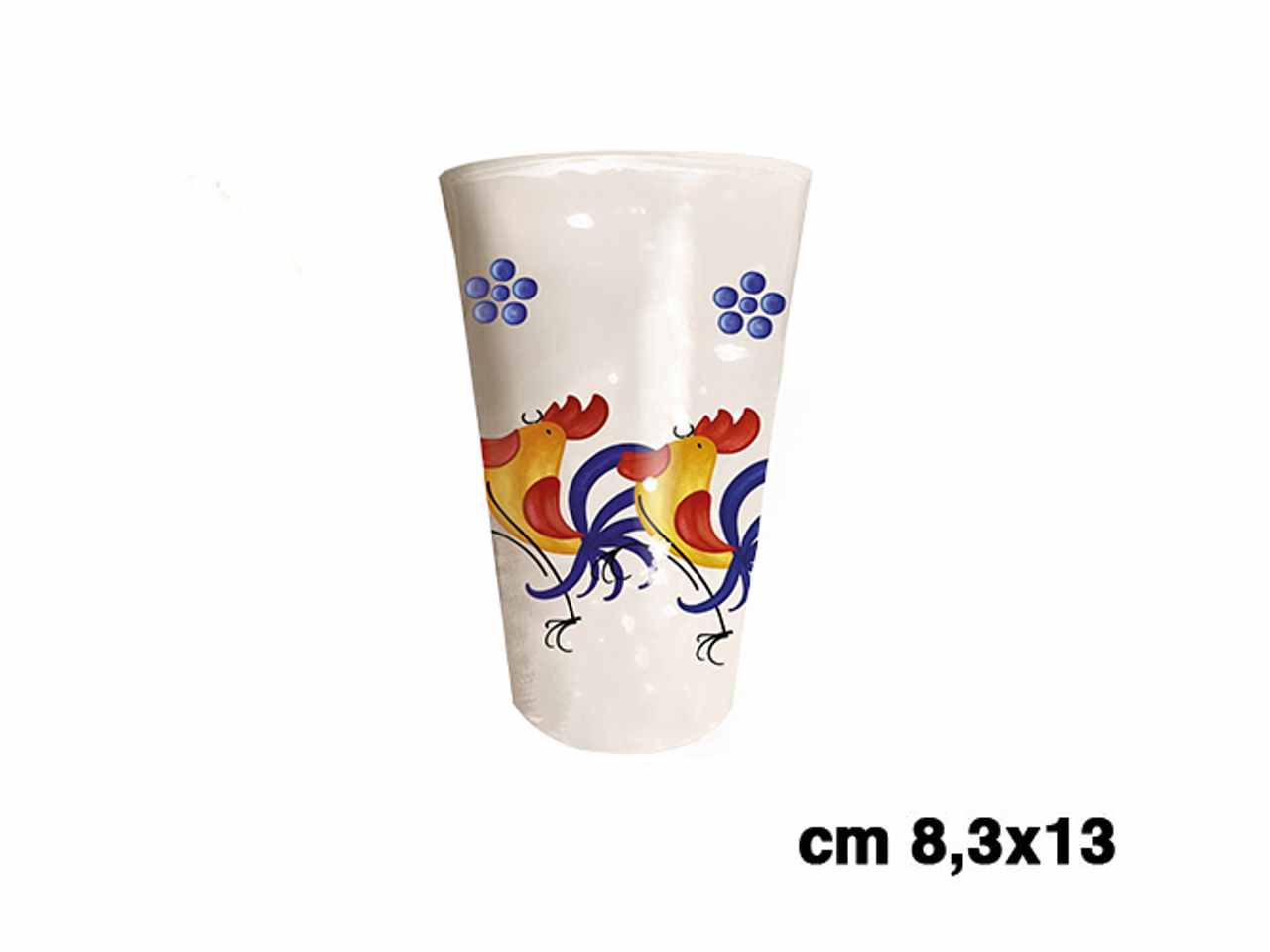 Bicchiere in melamina con decorazione galli $