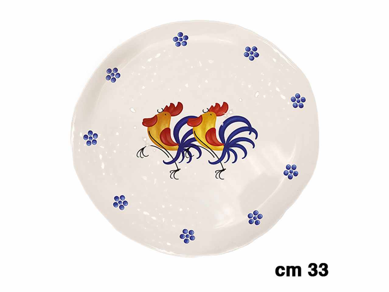 Vassoio tondo in melamina 33cm con decorazione galli $