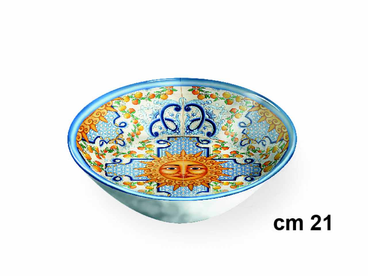 Insalatiera in melamina 21,5xh.7cm con decorazione taormina