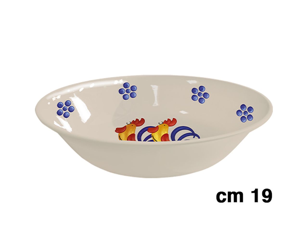 Ciotola in melamina 19cm decoro galli