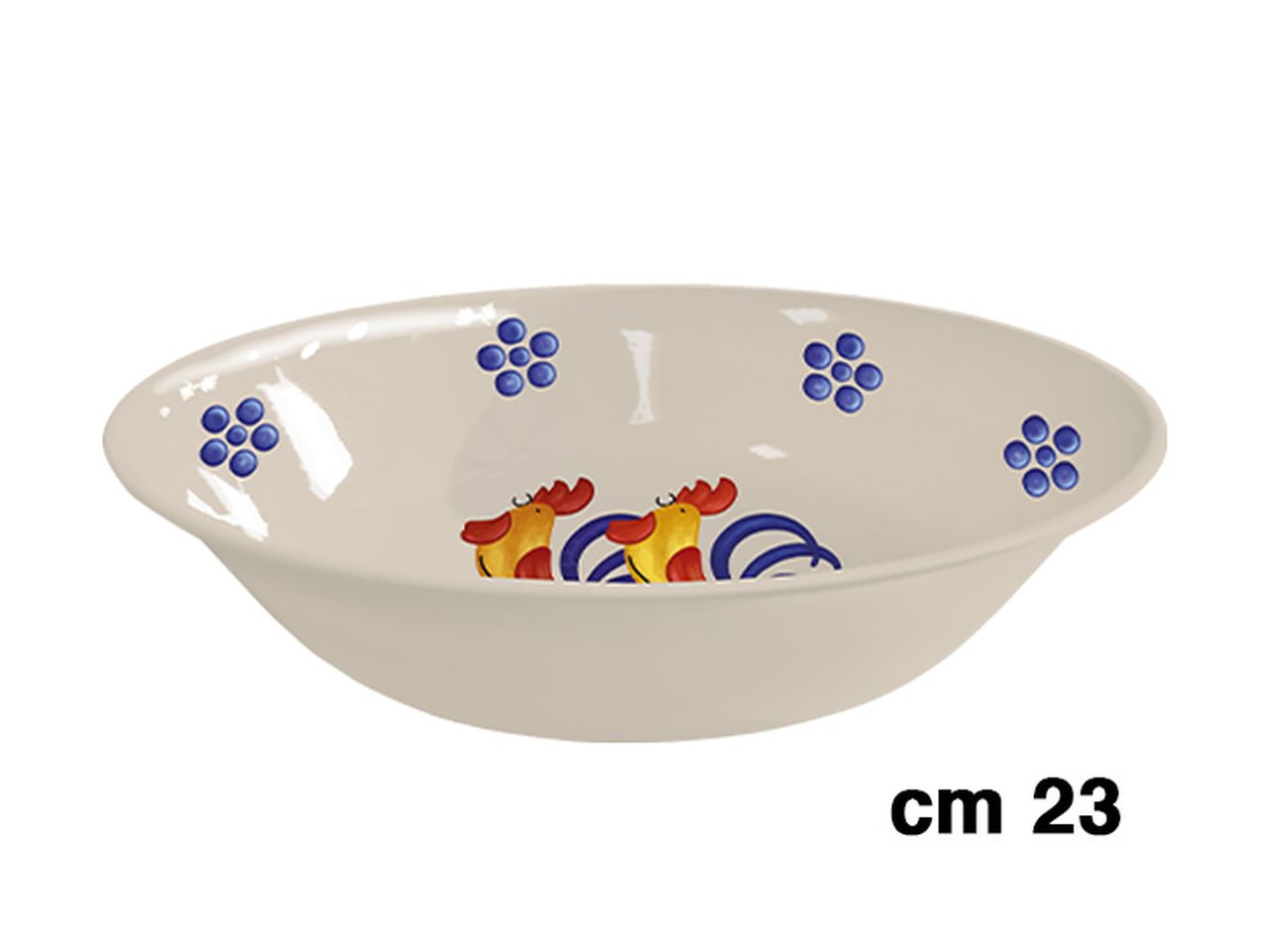Ciotola in melamina 23cm decoro galli