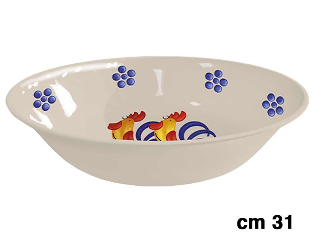 Ciotola in melamina 31cm decoro galli