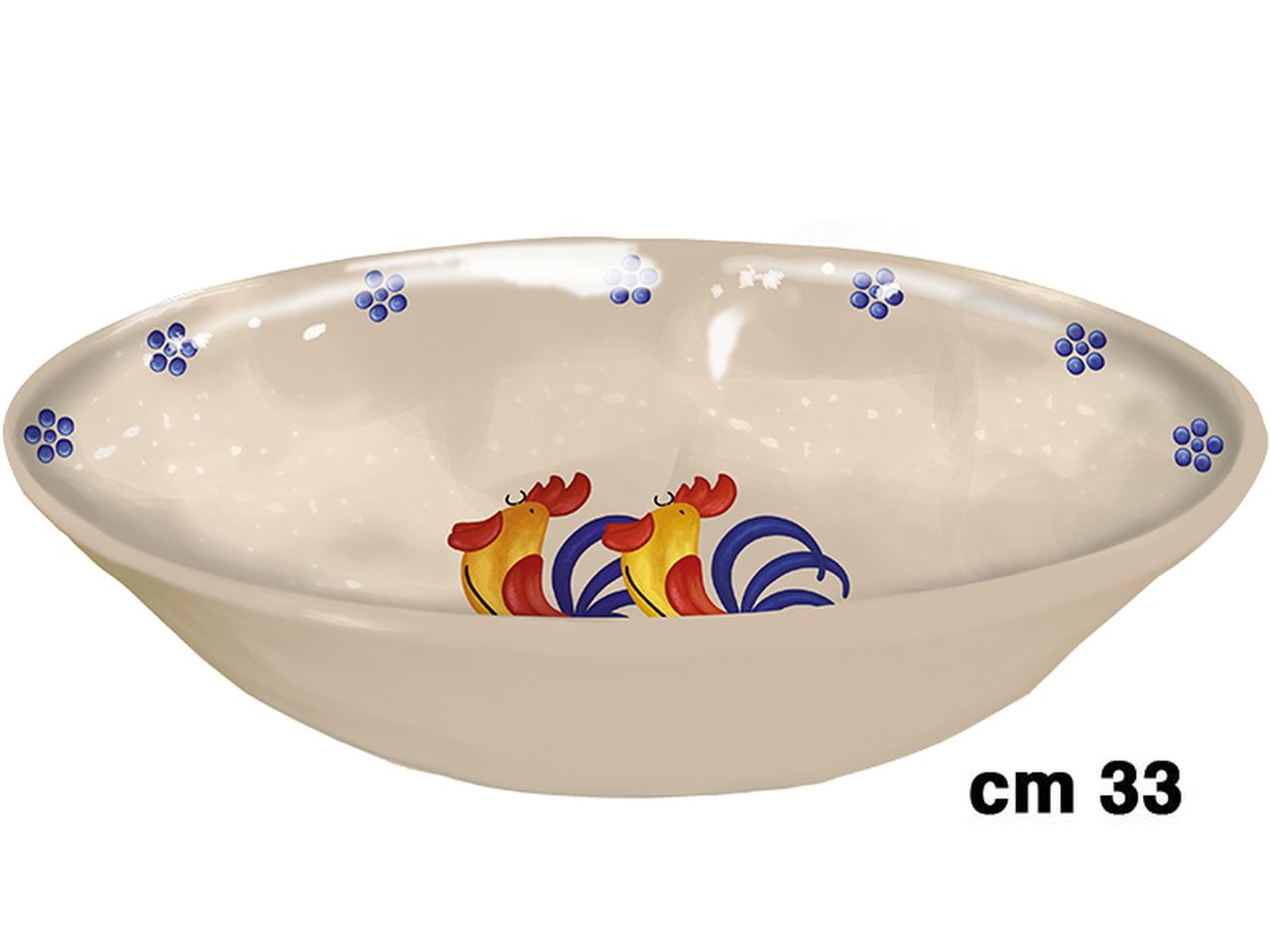 Insalatiera in melamina 33cm decoro galli