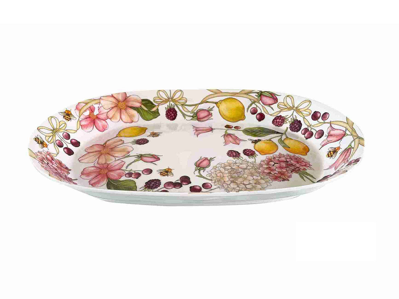 Vassoio ovale in melamina multicolor floreale 35x23x4 cm linea Fiocchi - Ibct