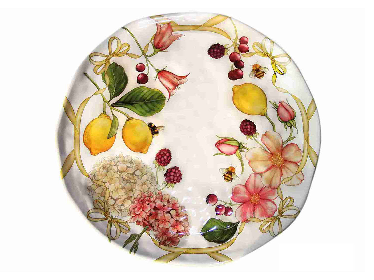 Piatto pizza in melamina multicolor floreale 33 cm linea Fiocchi - Ibct