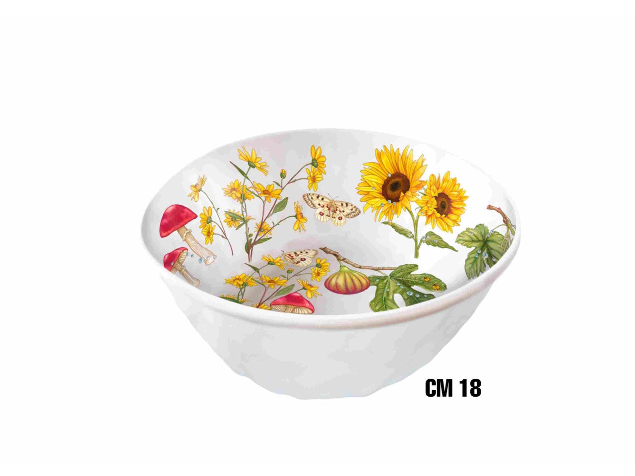 Insalatiera fonda 18xh.7,5cm in melamina decoro fiori e frutta