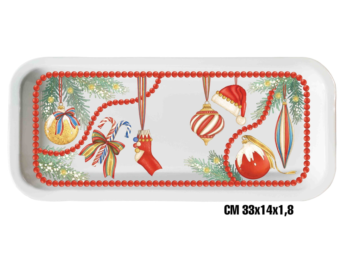 Vassoio rettangolare in melamina 33x14,5cm decoro natale