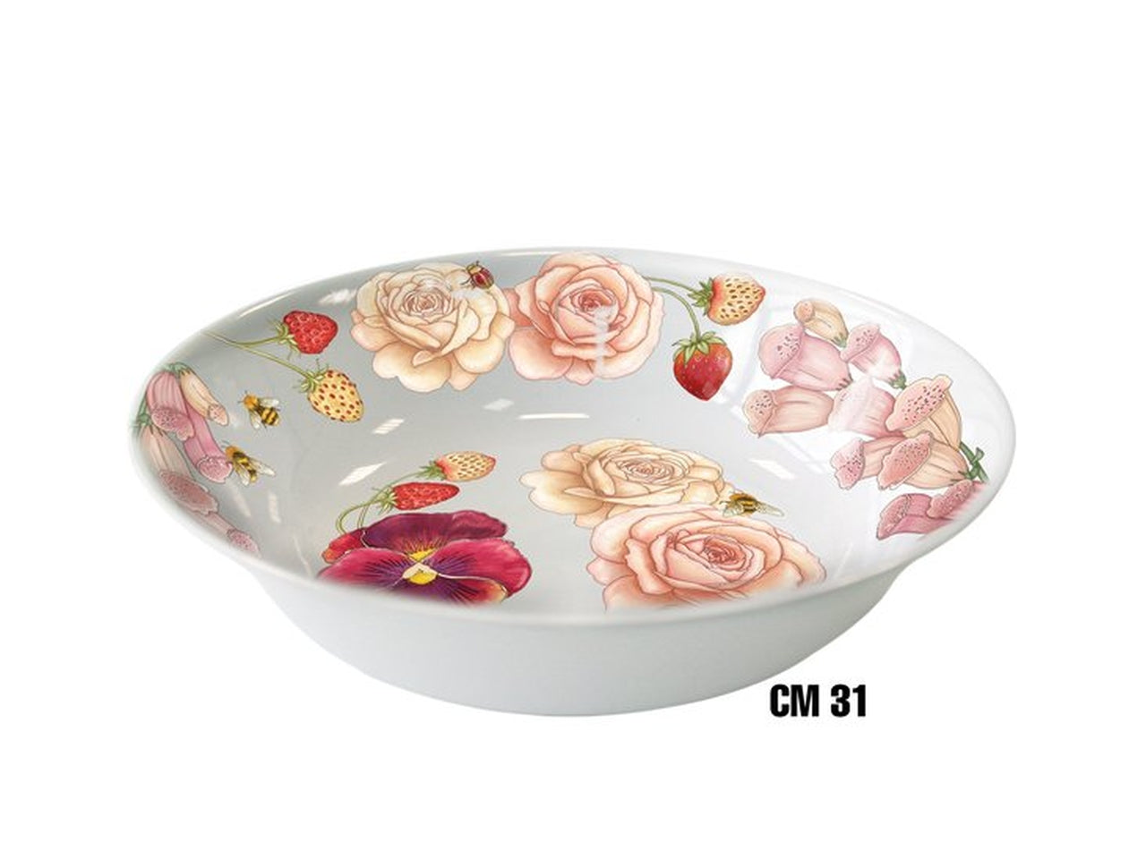 Lavafrutta melamina 31cm fiori rosa